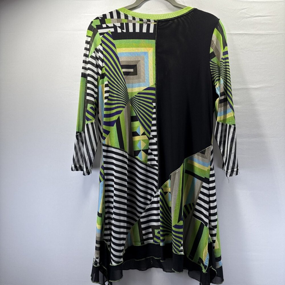 Lior Paris Women's Dress Size Small Mesh Y2K Asymmetrical Hem Mixed Media Hippie - Picture 3 of 10